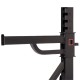 Inspire UCHR1 Ultimate Commercial Half Rack met verstelbare safeties, optrekstang en verschillende accessoires voor intensief gebruik in commerciële gyms.