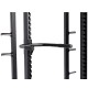 Inspire UCHR1 Ultimate Commercial Half Rack met verstelbare safeties, optrekstang en verschillende accessoires voor intensief gebruik in commerciële gyms.