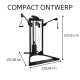 Compacte Centr 1 Home Gym met 75 kg gewichten, unieke kabeloefeningen, en handige accessoires voor een optimale training thuis.