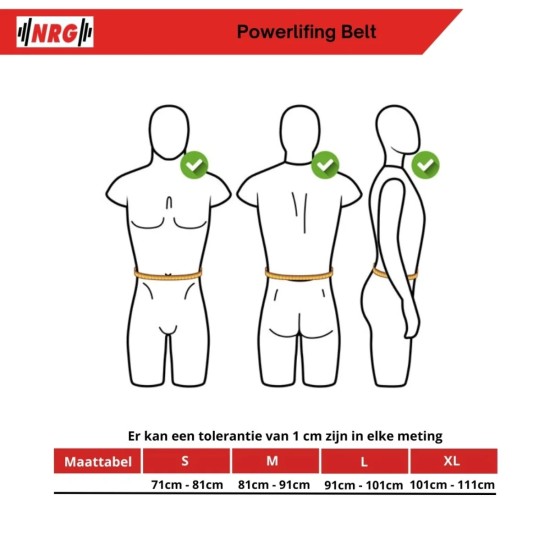 Optimaliseer je lifts met de NRG Powerlift Riem, 10 cm breed, gemaakt van premium koeienleer, ideaal voor powerlifters en bodybuilders.