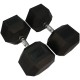 Robuuste Torque Hexagon Dumbbells met rubbercoating, verkrijgbaar in gewichten van 1 tot 50 kg. Ideaal voor diverse oefeningen met stevige grip.