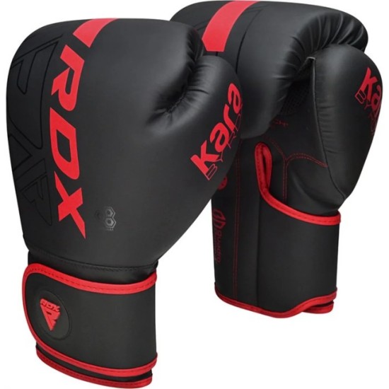 Verbeter je bokstraining met RDX F6 Kara bokshandschoenen. Extreem schokabsorberend en comfortabel met een ideale pasvorm. Verkrijgbaar in verschillende maten.