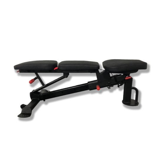 De Inspire FID5.1PK trainingsbank biedt 7 posities, een zware constructie van 227 kg en comfort door dikke kussens. Perfect voor thuisgebruik.