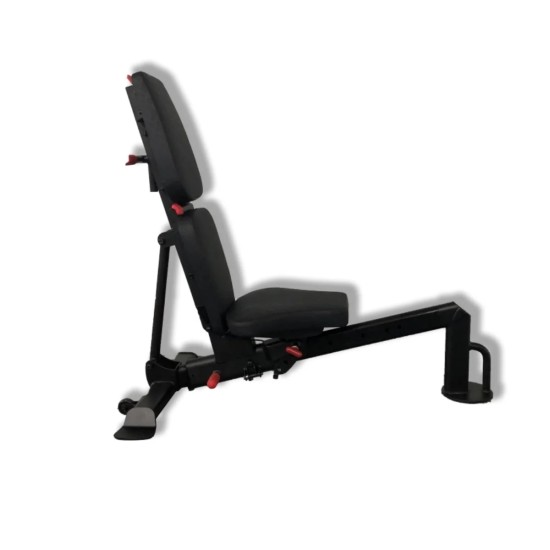 De Inspire FID5.1PK trainingsbank biedt 7 posities, een zware constructie van 227 kg en comfort door dikke kussens. Perfect voor thuisgebruik.