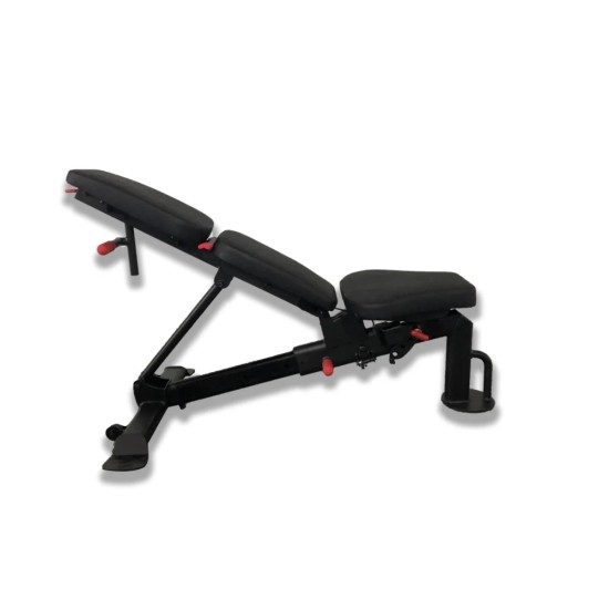 De Inspire FID5.1PK trainingsbank biedt 7 posities, een zware constructie van 227 kg en comfort door dikke kussens. Perfect voor thuisgebruik.