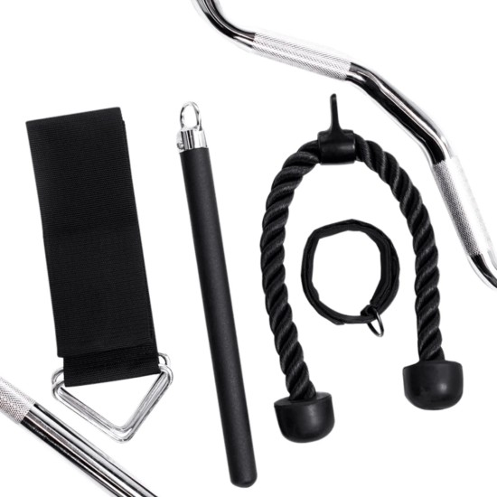 FT1 Accessoirepakket voor Inspire Functional Trainers met diverse accessoires zoals Straight Bar en Curl Bar. Beperkte garanties voor thuisgebruik en commercieel.