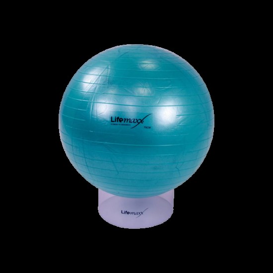 LMX1100.75 Gymball 75cm van Lifemaxx, ideaal voor groepslessen en fysiotherapie. Veilig anti-burst, belastbaar tot 250kg. Inclusief pomp.