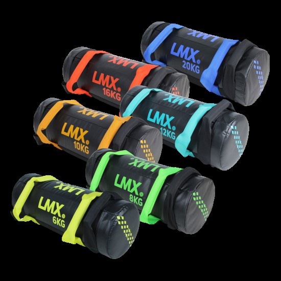 LMX.® Challenge bags (6-24kg) ideaal voor functionele training, fysiofitness en revalidatie. Sterke PVC cover met vijf grips voor veel oefeningen.